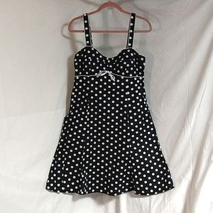 Karin Stevens Navy and White Polka Dot Dress ~ Size 12